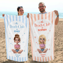 Load image into Gallery viewer, Personalized Beach Towel Custom Name Summer Gift for Girls
