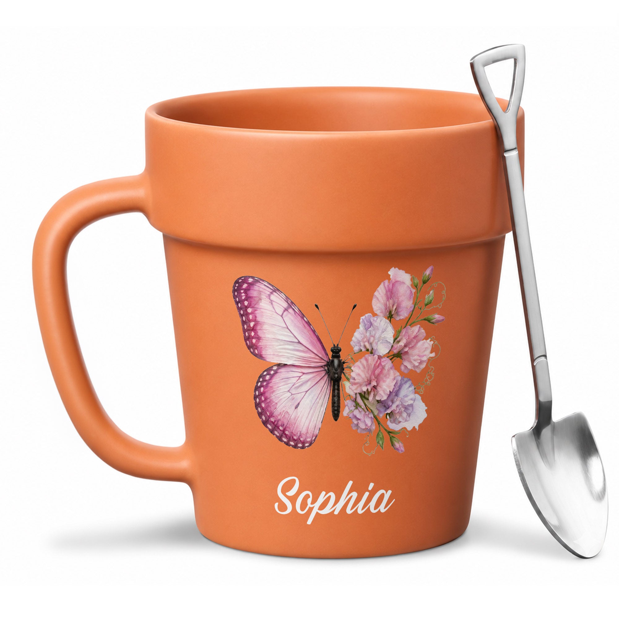 Personalized Plant Pot Ceramic Mug Custom Butterfly Gift for Her