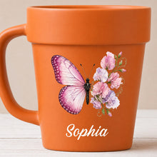 Load image into Gallery viewer, Personalized Plant Pot Ceramic Mug Custom Butterfly Gift for Her
