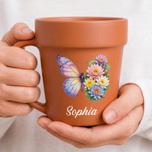 Load image into Gallery viewer, Personalized Plant Pot Ceramic Mug Custom Butterfly Gift for Her
