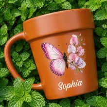 Load image into Gallery viewer, Personalized Plant Pot Ceramic Mug Custom Butterfly Gift for Her

