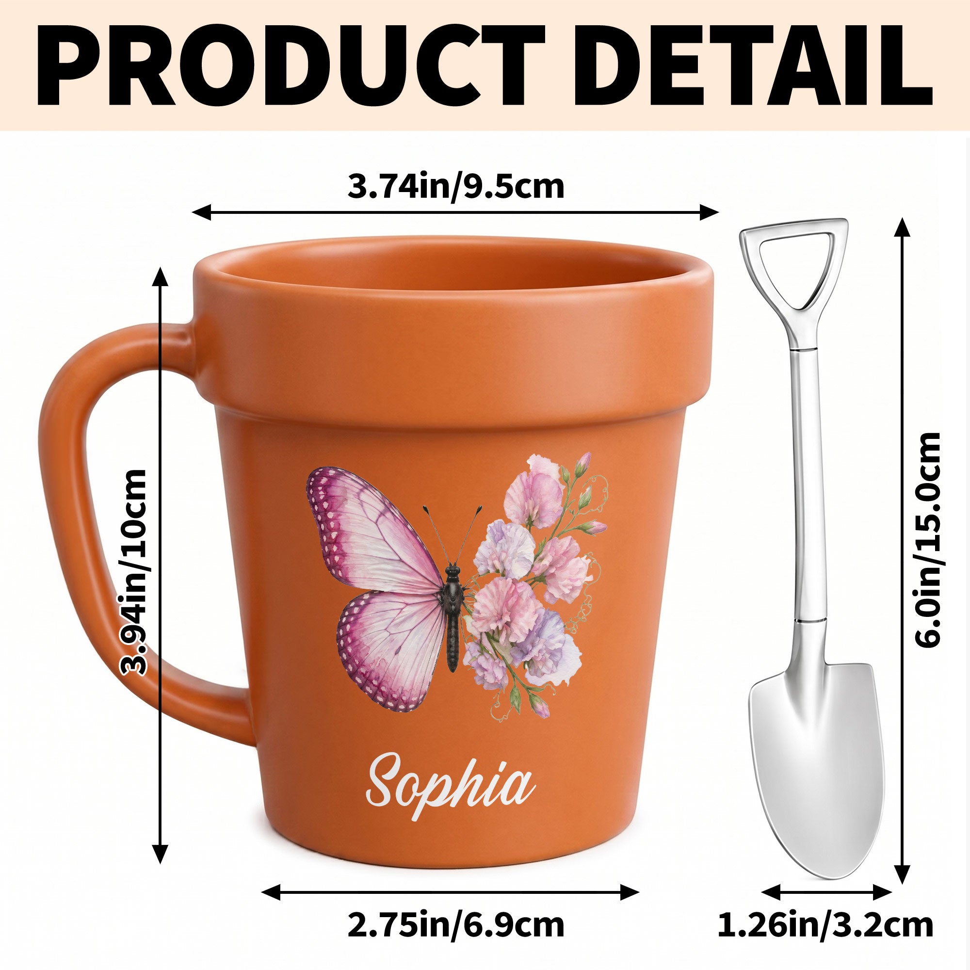Personalized Plant Pot Ceramic Mug Custom Butterfly Gift for Her