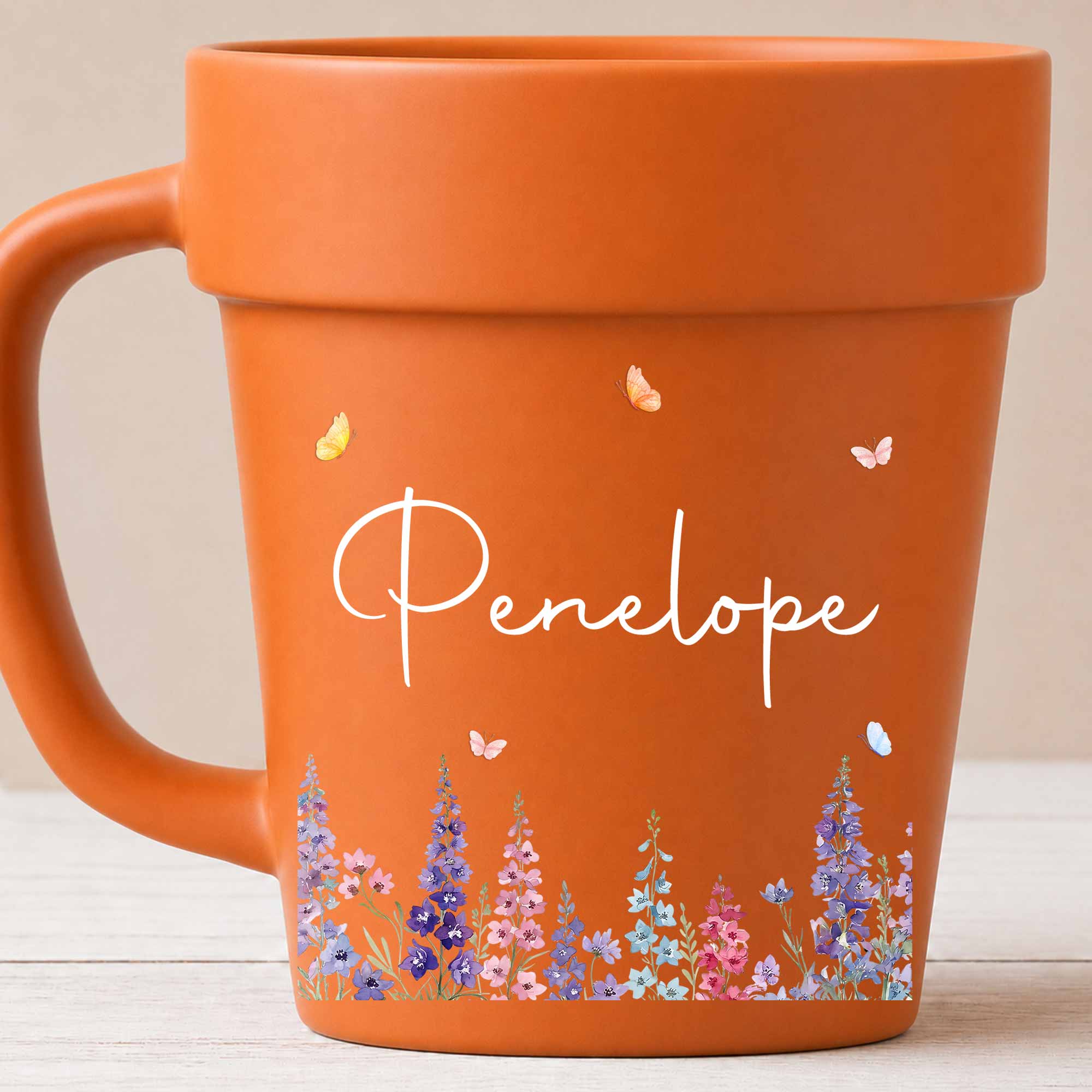 Personalized Ceramic Flower Pot Mug Custom Name Gift for Mom