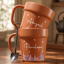 Load image into Gallery viewer, Personalized Ceramic Flower Pot Mug Custom Name Gift for Mom

