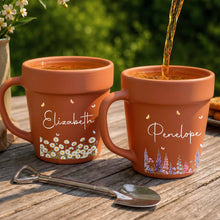 Load image into Gallery viewer, Personalized Ceramic Flower Pot Mug Custom Name Gift for Mom
