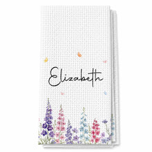Load image into Gallery viewer, Personalized Kitchen Towel with Birth Month Flowers for Her
