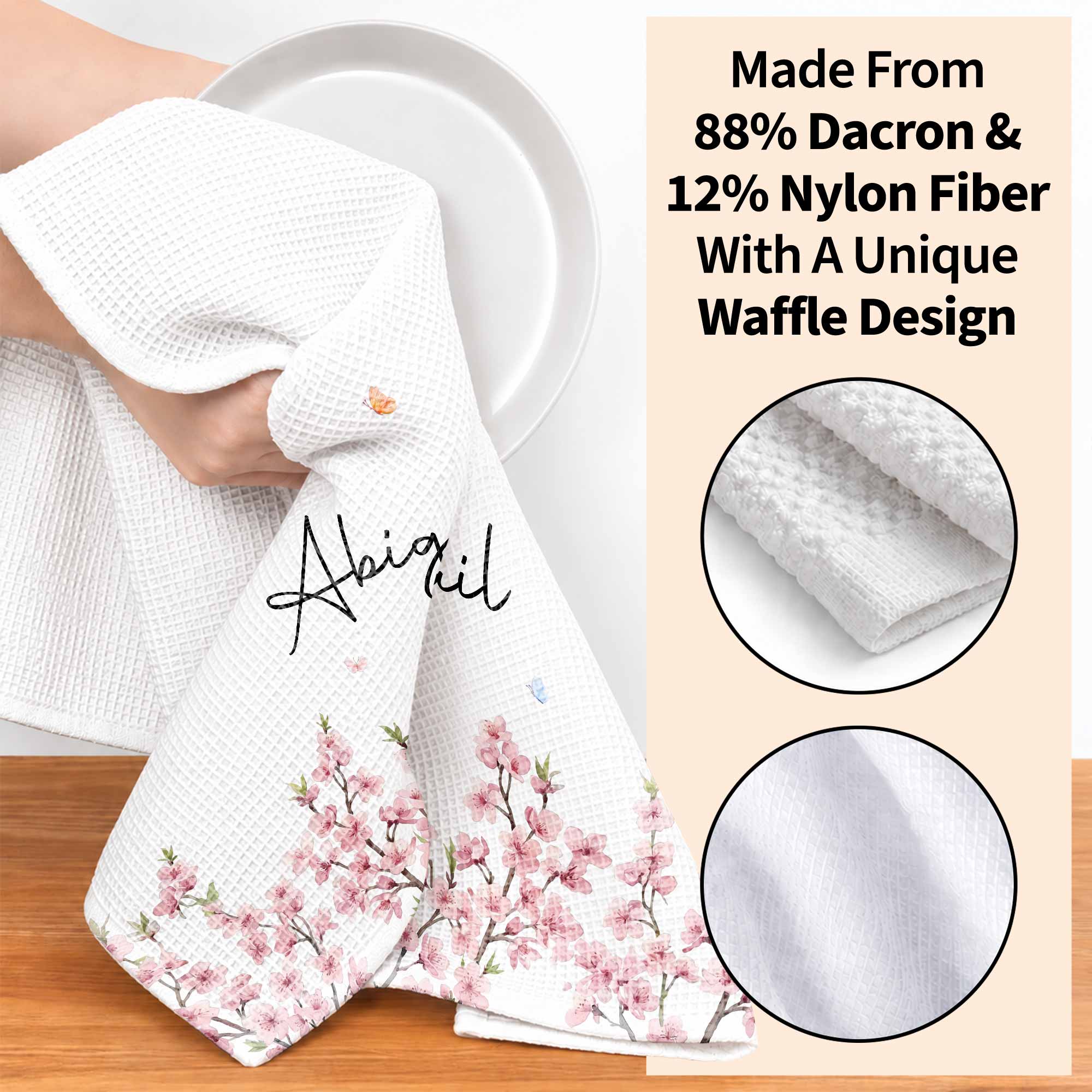 Personalized Kitchen Towel with Birth Month Flowers for Her