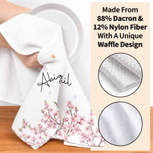 Load image into Gallery viewer, Personalized Kitchen Towel with Birth Month Flowers for Her
