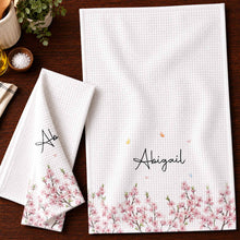 Load image into Gallery viewer, Personalized Kitchen Towel with Birth Month Flowers for Her

