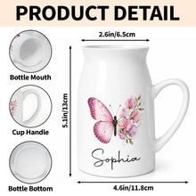 Load image into Gallery viewer, Personalized Butterfly Ceramic Flower Vase Custom Name Gift
