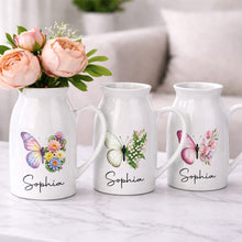 Load image into Gallery viewer, Personalized Butterfly Ceramic Flower Vase Custom Name Gift
