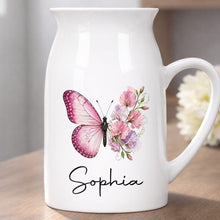 Load image into Gallery viewer, Personalized Butterfly Ceramic Flower Vase Custom Name Gift
