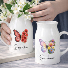 Load image into Gallery viewer, Personalized Butterfly Ceramic Flower Vase Custom Name Gift
