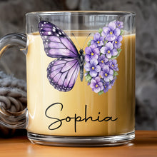 Load image into Gallery viewer, Personalized Birth Month Flowers Glass Mug Custom Gift for Her
