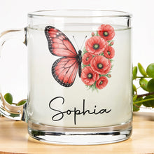 Load image into Gallery viewer, Personalized Birth Month Flowers Glass Mug Custom Gift for Her
