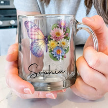 Load image into Gallery viewer, Personalized Birth Month Flowers Glass Mug Custom Gift for Her
