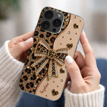 Load image into Gallery viewer, Personalized Leopard Print Clear Phone Case Custom Name Gift for Her
