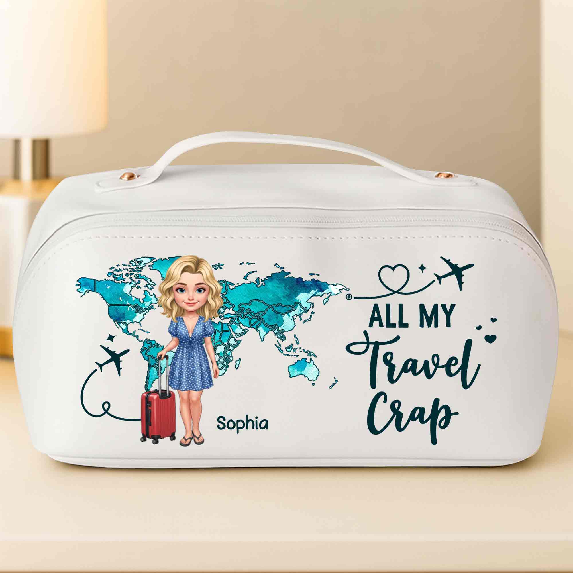 Personalized Faux Leather Makeup Bag Custom Name Gift for Women