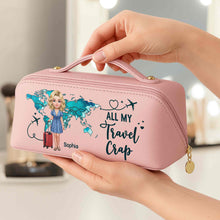 Load image into Gallery viewer, Personalized Faux Leather Makeup Bag Custom Name Gift for Women
