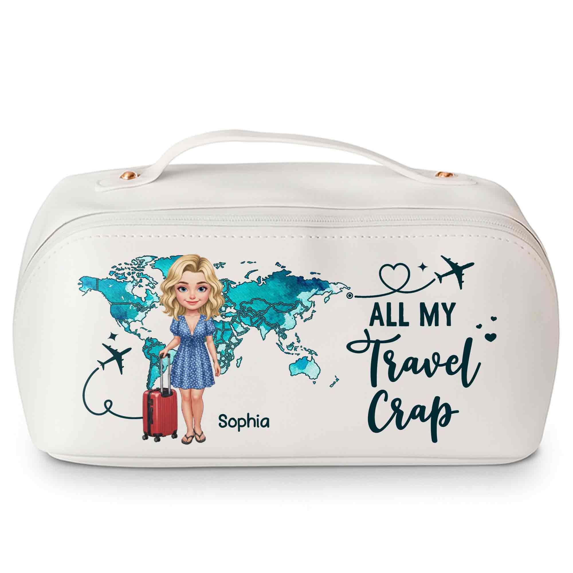 Personalized Faux Leather Makeup Bag Custom Name Gift for Women