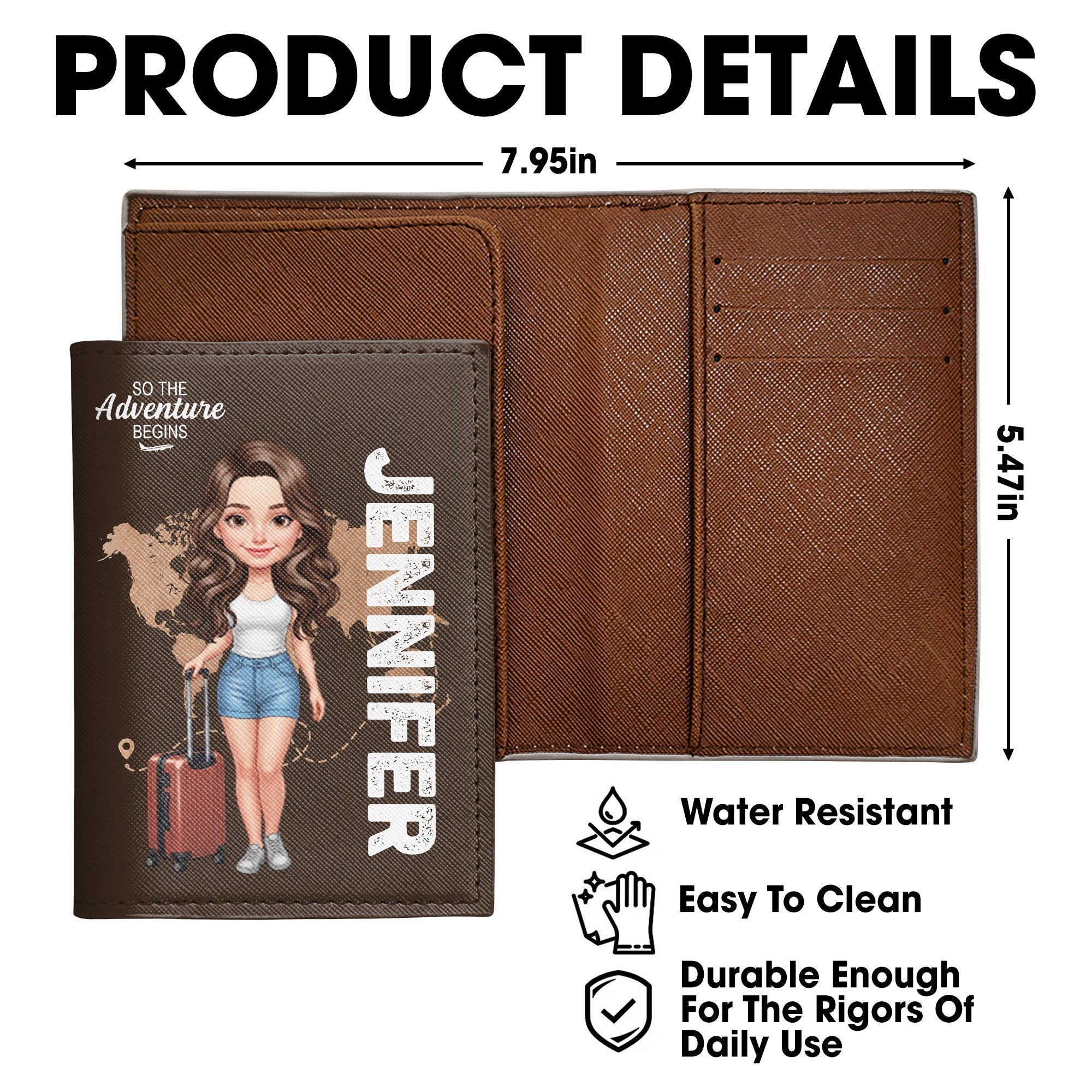 Personalized Travel Passport Holder Custom Name for Girls