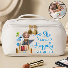 Load image into Gallery viewer, Personalized Faux Leather Makeup Bag Custom Name Travel Gift for Women
