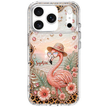 Load image into Gallery viewer, Personalized Clear Phone Case with Flamingo &amp; Leopard Print for Her
