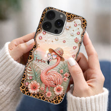 Load image into Gallery viewer, Personalized Clear Phone Case with Flamingo &amp; Leopard Print for Her
