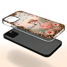 Load image into Gallery viewer, Personalized Clear Phone Case with Flamingo &amp; Leopard Print for Her
