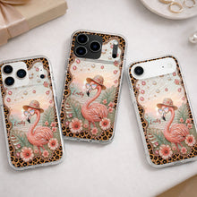 Load image into Gallery viewer, Personalized Clear Phone Case with Flamingo &amp; Leopard Print for Her

