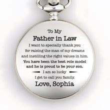 Load image into Gallery viewer, Personalized Silver-Plated Pocket Watch Custom Engraved Gift for Father-in-Law
