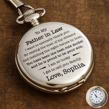 Load image into Gallery viewer, Personalized Silver-Plated Pocket Watch Custom Engraved Gift for Father-in-Law
