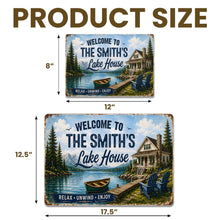 Load image into Gallery viewer, Personalized Welcome Metal Sign Custom Name Lake House Gift
