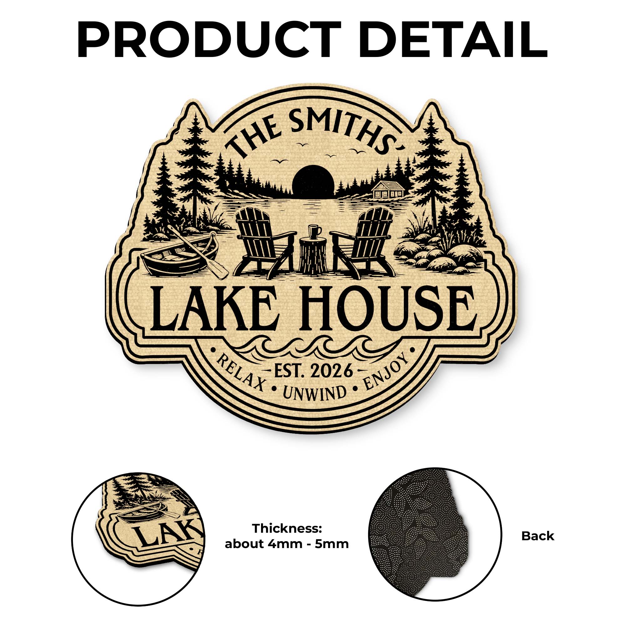 Personalized Custom Shaped Doormat for Lake House Decor