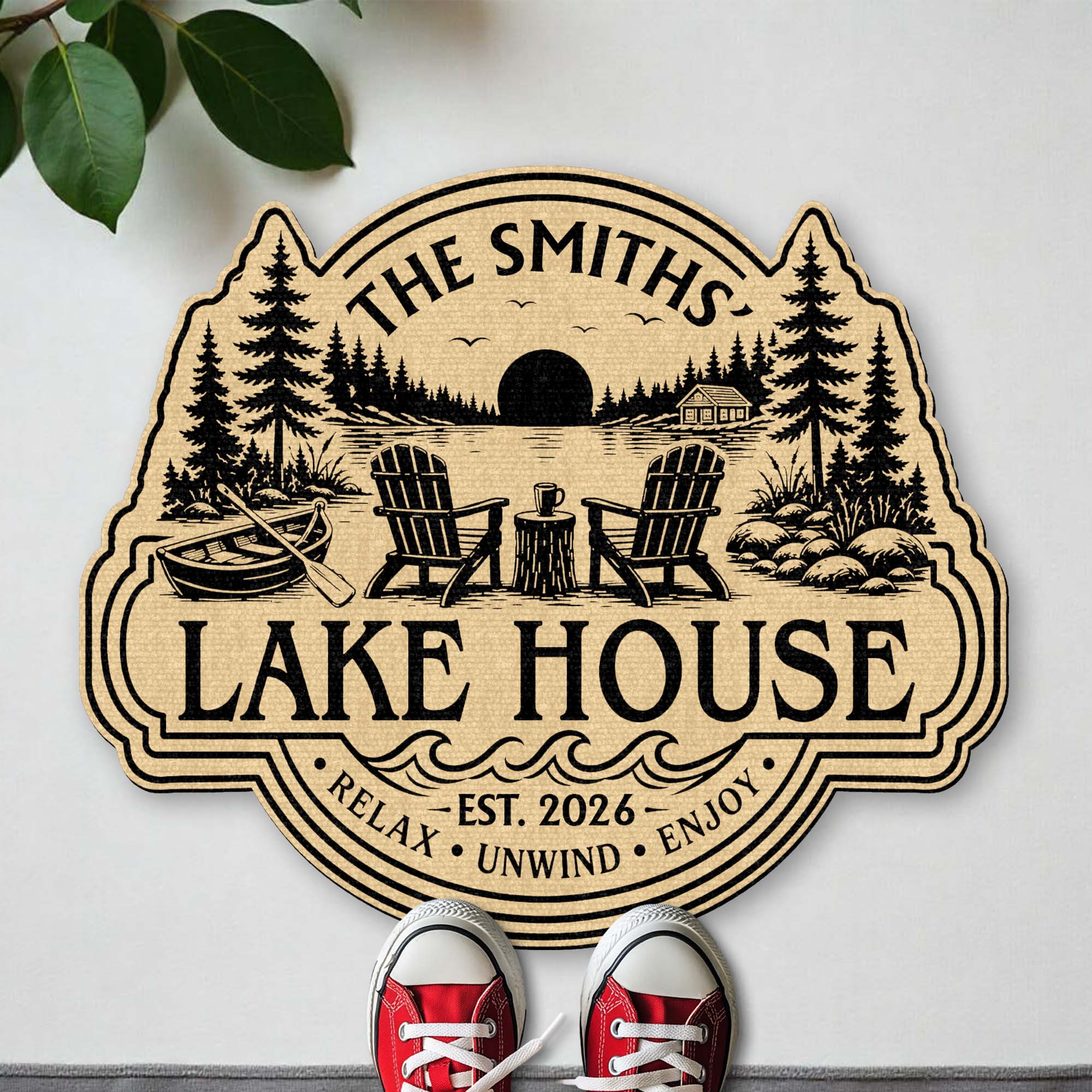 Personalized Custom Shaped Doormat for Lake House Decor