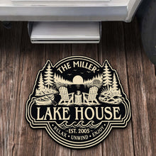 Load image into Gallery viewer, Personalized Custom Shaped Doormat for Lake House Decor
