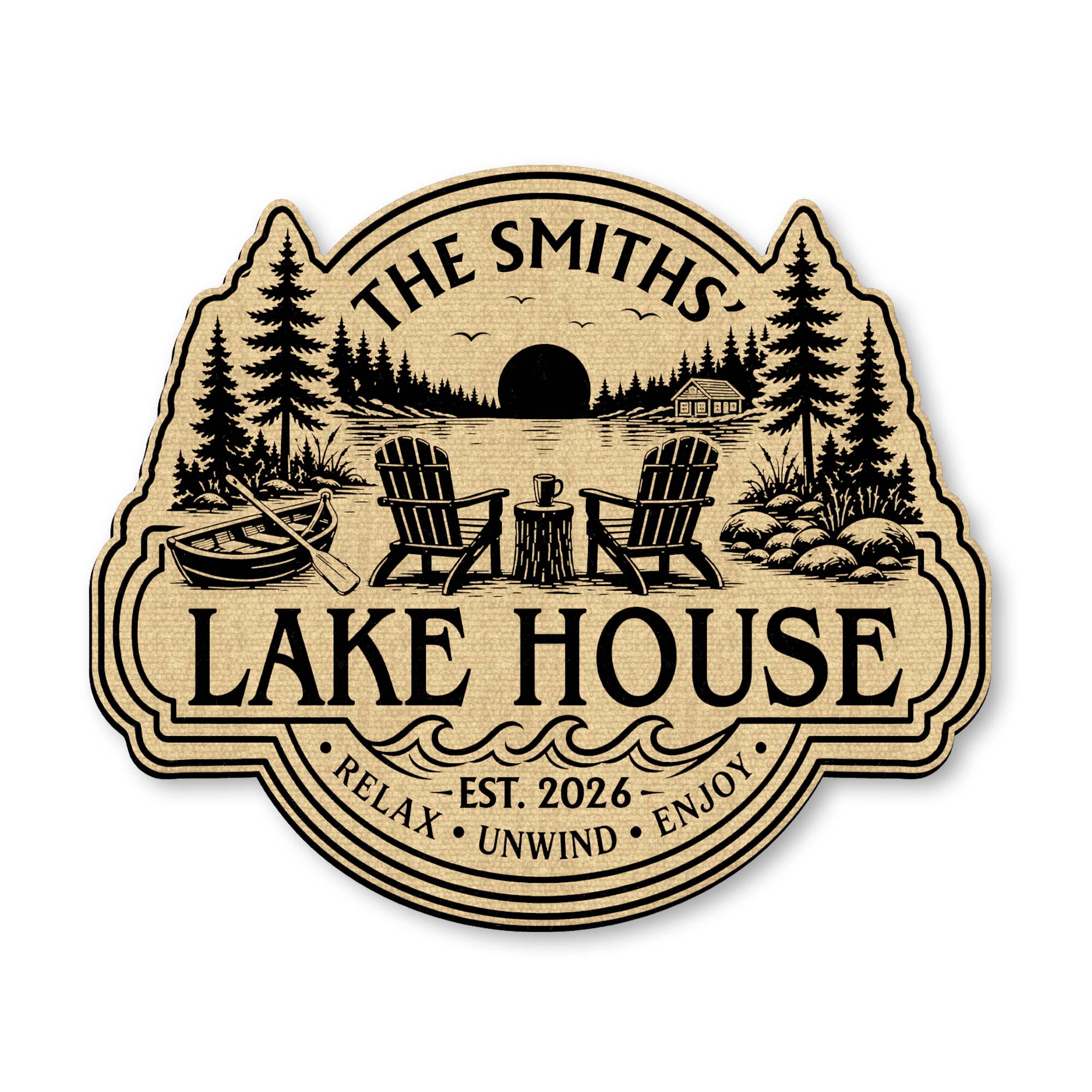 Personalized Custom Shaped Doormat for Lake House Decor