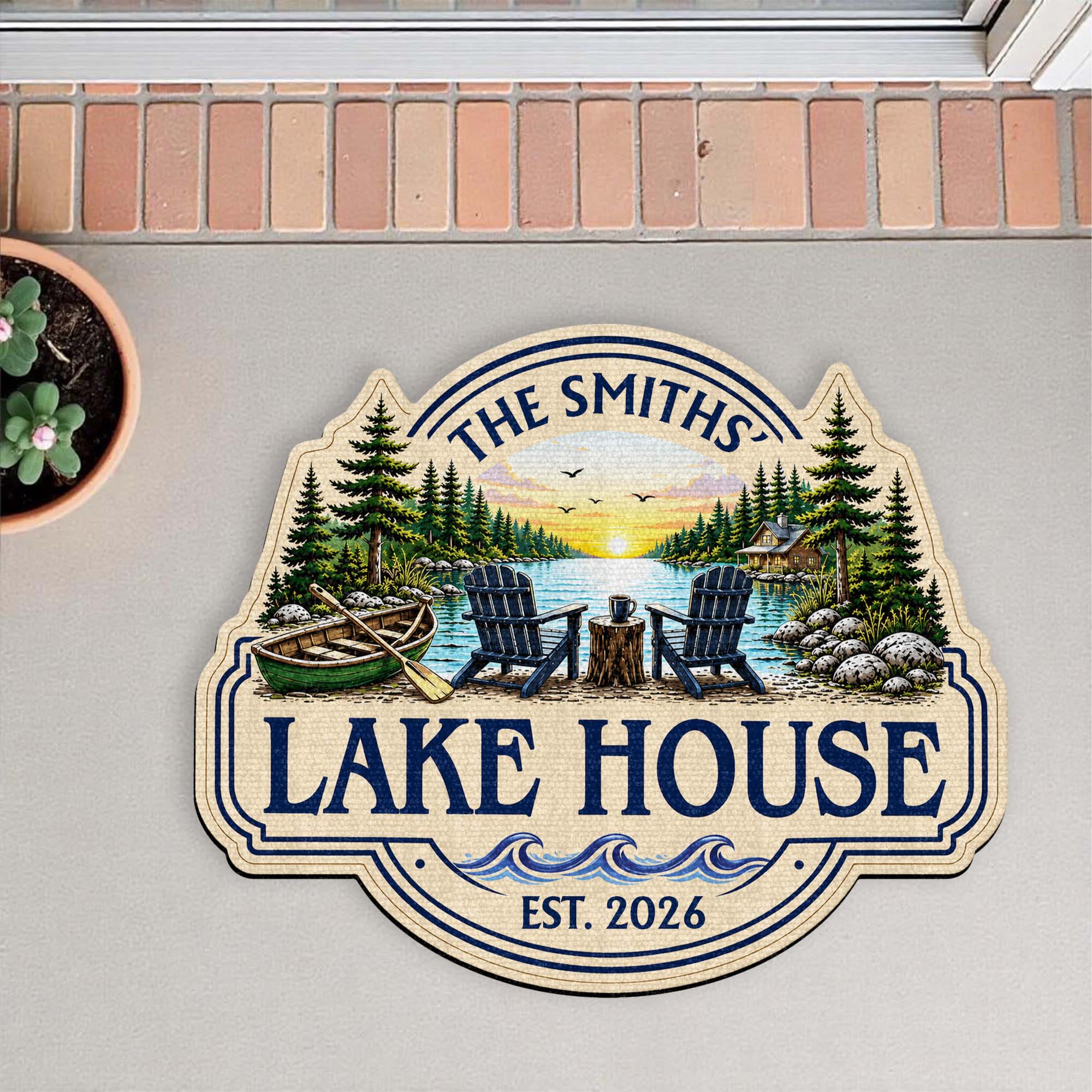 Personalized Lake House Custom Shaped Doormat Gift Idea