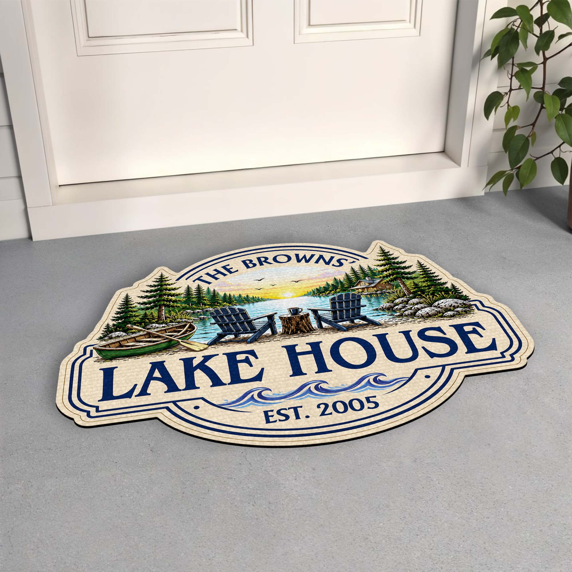 Personalized Lake House Custom Shaped Doormat Gift Idea