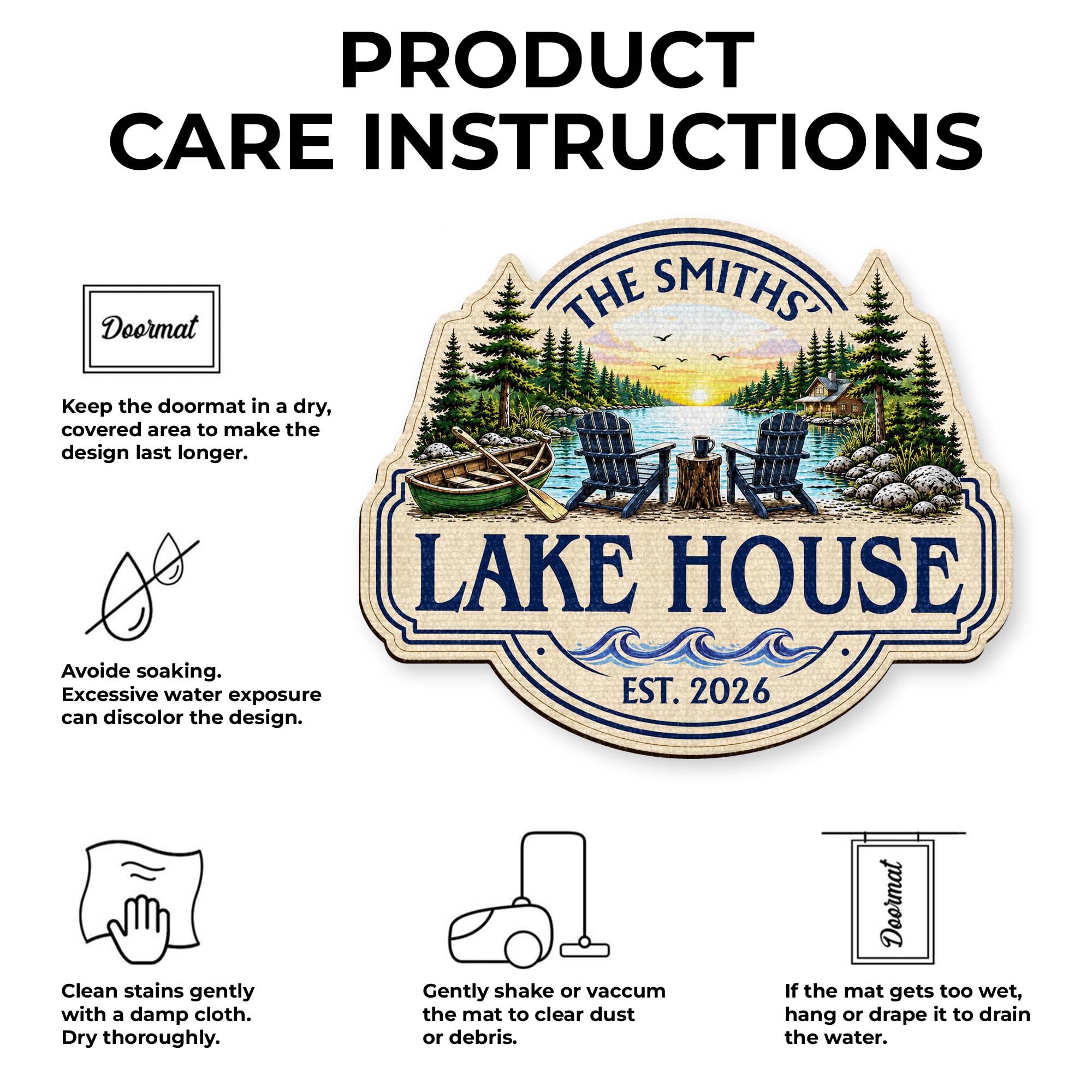 Personalized Lake House Custom Shaped Doormat Gift Idea