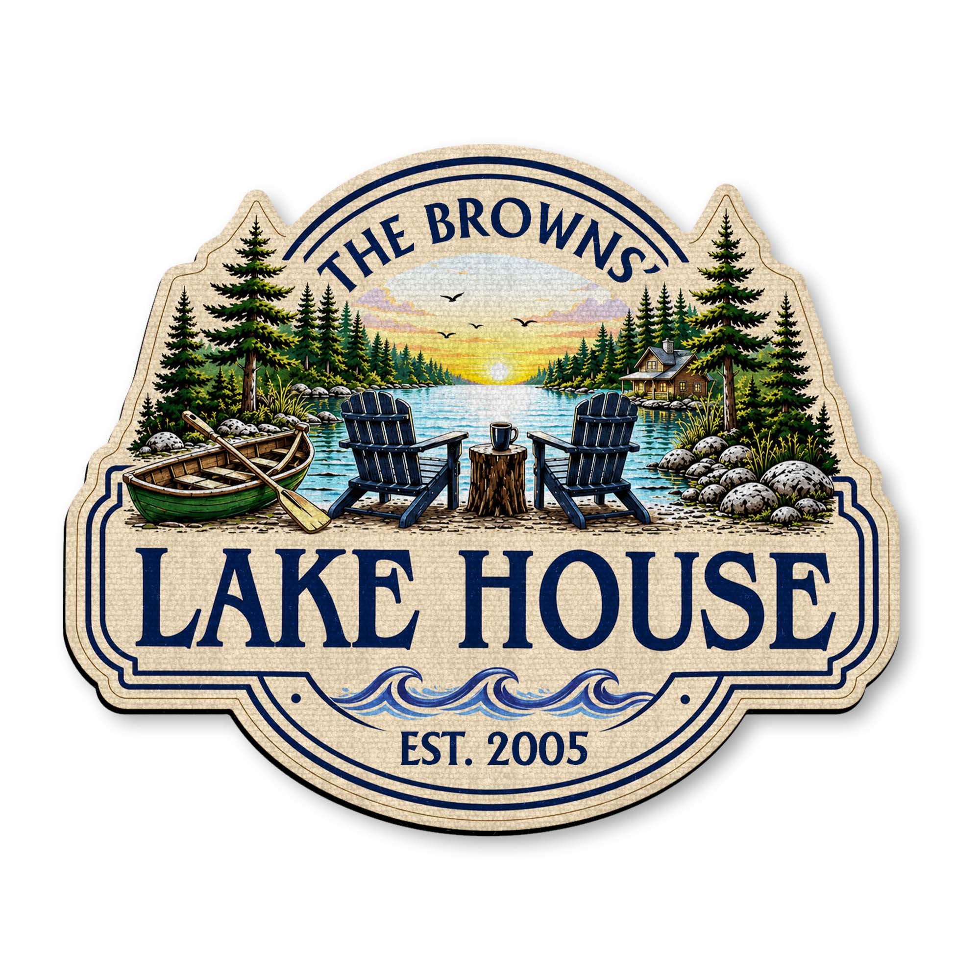 Personalized Lake House Custom Shaped Doormat Gift Idea