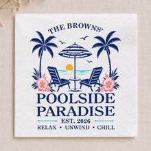 Load image into Gallery viewer, Personalized Cocktail Napkins Custom Family Name Beach Theme
