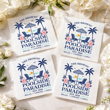 Load image into Gallery viewer, Personalized Cocktail Napkins Custom Family Name Beach Theme
