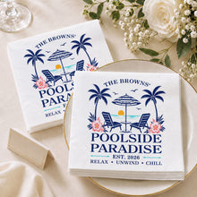 Load image into Gallery viewer, Personalized Cocktail Napkins Custom Family Name Beach Theme
