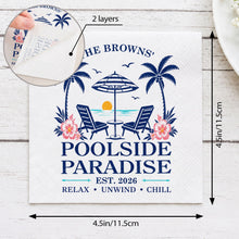 Load image into Gallery viewer, Personalized Cocktail Napkins Custom Family Name Beach Theme
