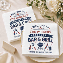 Load image into Gallery viewer, Personalized Cocktail Napkins Custom BBQ Theme Family Gift
