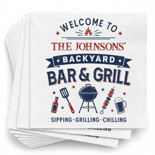 Load image into Gallery viewer, Personalized Cocktail Napkins Custom BBQ Theme Family Gift
