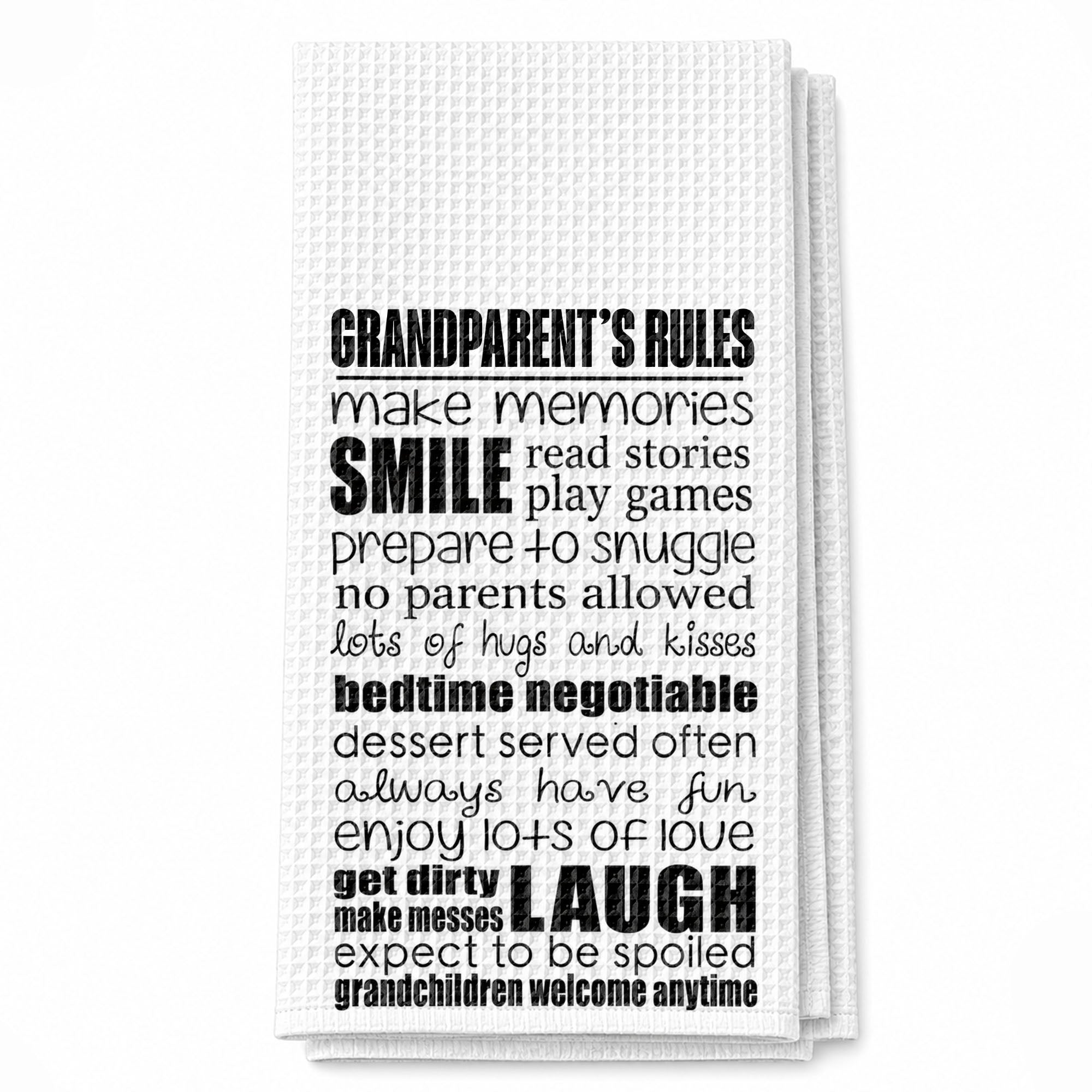 Personalized Kitchen Towel Grandparent's Rules Gift for Family