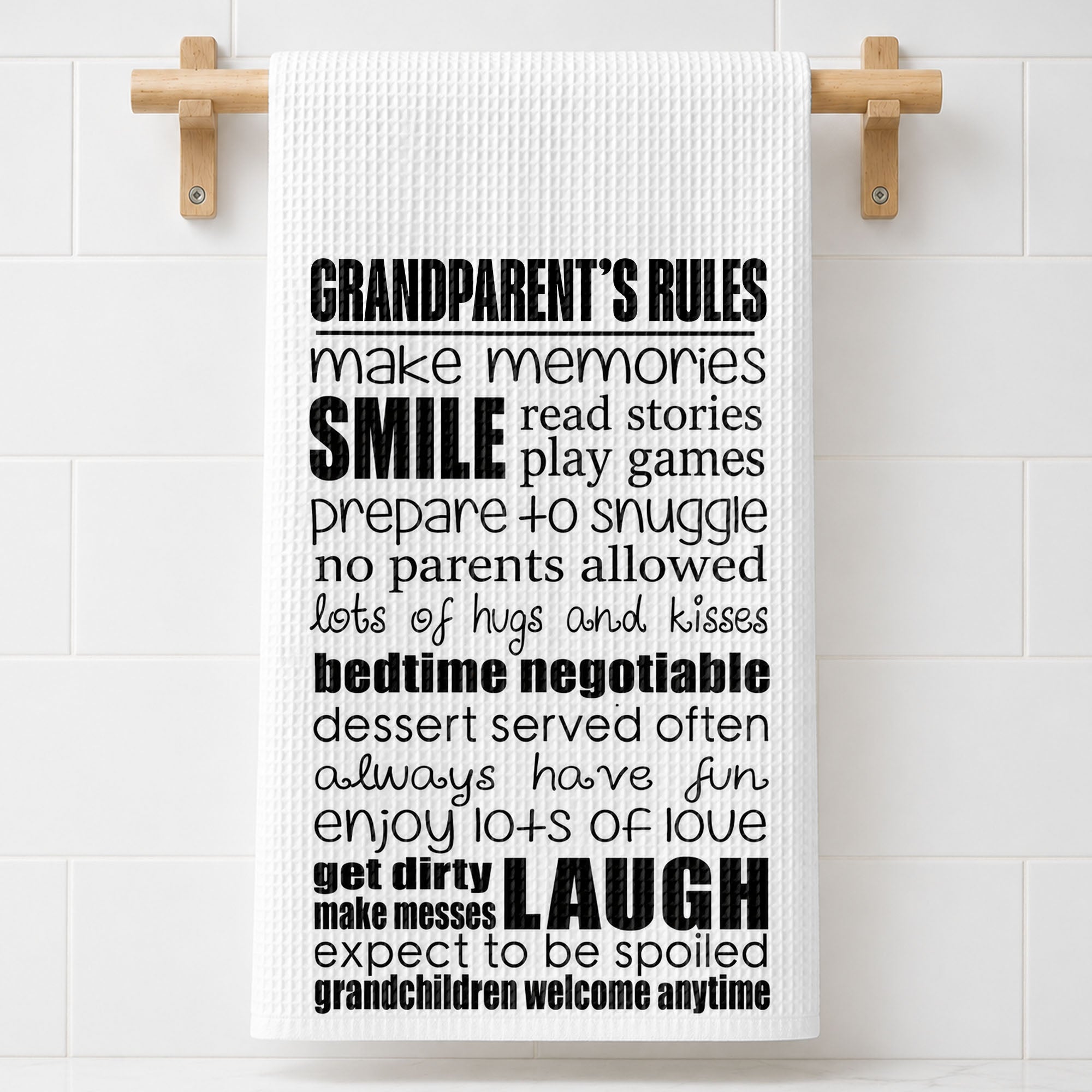 Personalized Kitchen Towel Grandparent's Rules Gift for Family