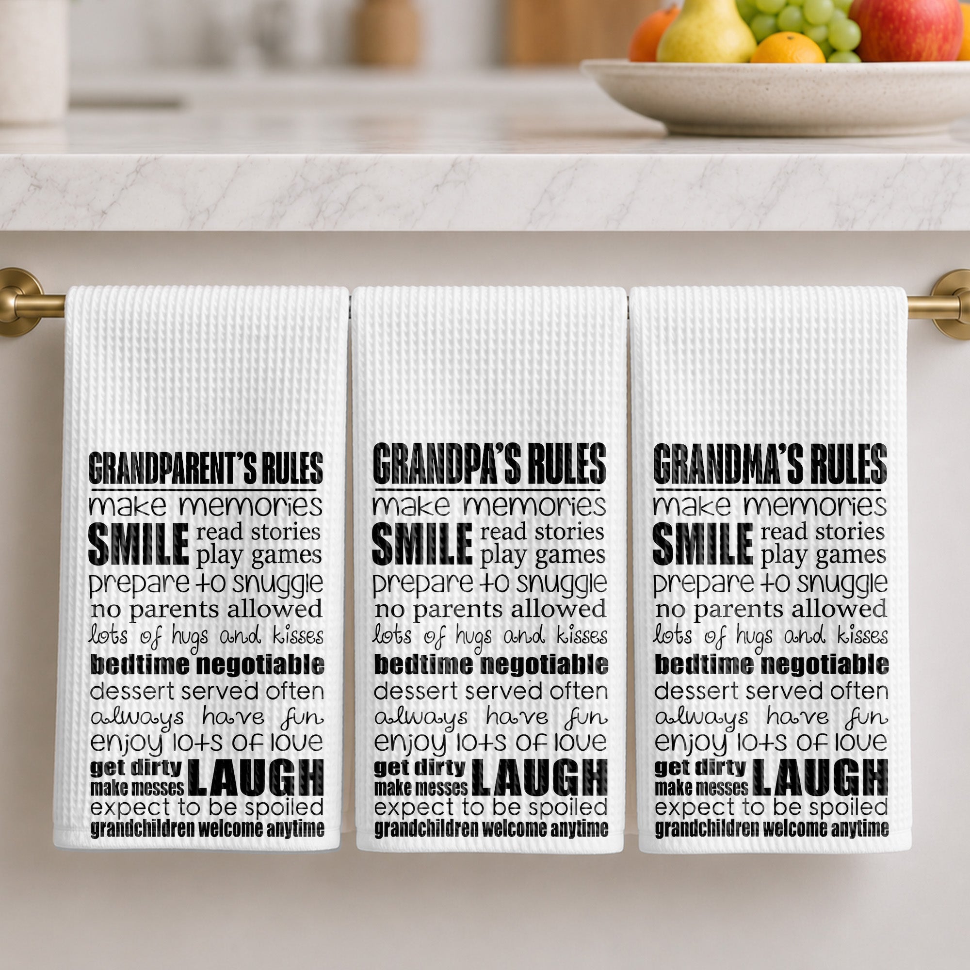 Personalized Kitchen Towel Grandparent's Rules Gift for Family